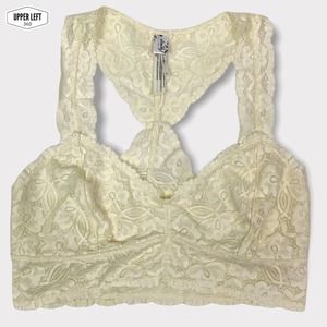 Free People Racerback Lace Bra Bralette Intimately Galloon Light Yellow Lounge S